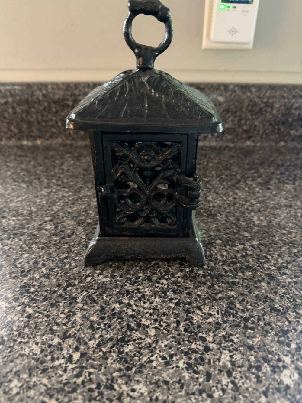 VTG Cast Iron Garden Lantern Tea Light Holder *HEAVY*